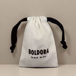 Wholesale Eco-Friendly Recyclable Cotton <b>Drawstring</b> Bag Screen-Printed Herringbone Cotton <b>Drawstring</b> <b>Pouch</b> - Product Image 1