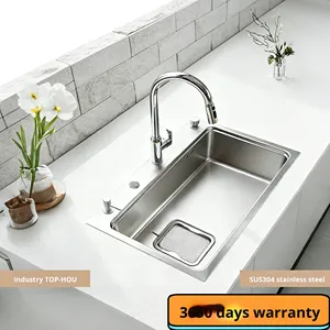 Évier de cuisine intégré, grand bac unique <span class=keywords><strong>rectangulaire</strong></span>, épaissi, en acier inoxydable 304, réservoir intérieur de <span class=keywords><strong>1</strong></span>,5 mm, pour la maison, le bar, les légumes - Product Image 2