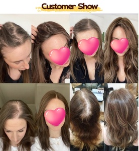 Perruque en cheveux naturels de style européen, Ombré brun cendré avec mèches piano, Balayage froid et chaud, Dessus en dentelle noué à la main, Perruques médicales - Product Image 5