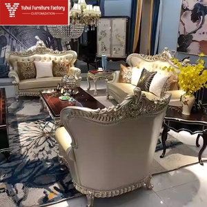Ensemble de canapés de style européen pour la rénovation du salon, adapté aux petits et grands appartements américains, <span class=keywords><strong>canapé</strong></span> luxueux en bois massif - Product Image 1