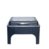 Matériel de restauration, réchaud à buffet en acier inoxydable noir, capacité 6L, alimenté au gaz, plat de service pour plats de buffet