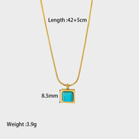 Collier en acier inoxydable plaqué or 18 carats vintage tendance avec pendentif carré en forme de cœur en Howlite bleue Chaîne torsadée Turquoise étanche