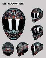 Helm Full Face ILM Terlaris untuk Motor Trail, Bahan ABS, Bersertifikasi ECE, Dual Visor, Quick Release, Warna Merah Mythology MF509