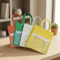 Sac fourre-tout en jute premium pour vitrine de magasin, 12x10x5 pouces, 1,9 L, réutilisable, écologique, design personnalisable, durable, deux poignées de transport