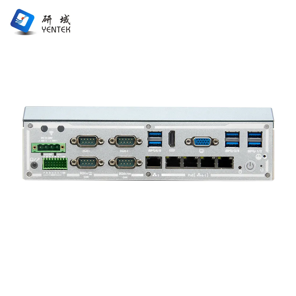 עיצוב חדש מחשב תעשייתי 4*COM 4*POE 11*USB מאוורר פיזור חום תעשייתי מיני מחשב מכונת ראיית מחשב תעשייתי משובץ