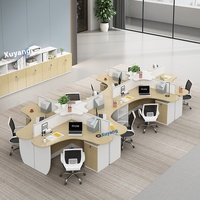 Bureau de travail modulaire en bois moderne pour 4 personnes avec cloisons pour postes de travail d'entreprise technologique BaiYuan