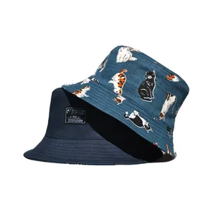 OEM diseño personalizado bordado logotipo doble cara pescador cubo gorra adulto sol Gorras,Reversible algodón cubo sombrero
