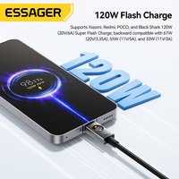Câble de charge rapide USB-A vers Type-C ESSAGER ES-X89 avec écran LED tressé 20V 6A 120W pour téléphone portable Xiaomi Redmi