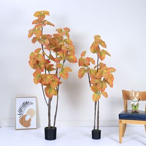 Plante artificielle en pot en plastique Ficus Rumphii pour la décoration de bureau, de jardin et de maison, faux arbres, plantes artificielles - Product Image 2