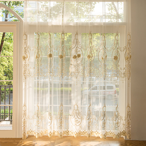 Lujo 3D bordado flor lentejuelas tela hogar dormitorio transparente encaje ventana cortinas para la sala de estar moderna casa - Product Image 6
