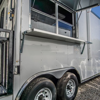 Remorque alimentaire de 14 pieds avec véranda, camion mobile avec espace grill pour la vente de frites et tacos en extérieur, idéal pour les entreprises de restauration de rue aux États-Unis et en Europe