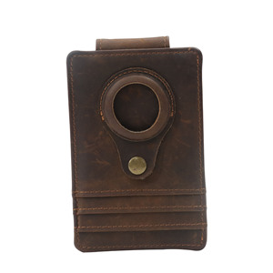 Leather Card Holder With Ring Stand For Credit Card And AirTag Brown Genuine Leather Wallet Spring 2022 - Product Image 2