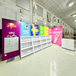Stand d'exposition facile à assembler et à démonter rapidement, stand modulaire 10x20 pieds avec présentoir en acrylique pour l'<span class=keywords><strong>Expo</strong></span> des confiseries et des en-cas - Product Image 1