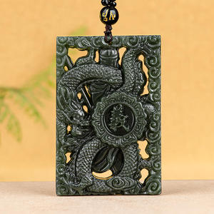 Pendentif Dragon Guan Yu en Jade de Hotan Naturel pour Homme, Vente en Gros de Jadeite, Cadeau avec Certificat d'Expertise HT07 - Product Image 3