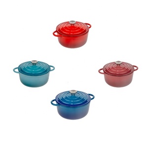 Casserole en fonte émaillée rouge de 20-22 cm <span class=keywords><strong>avec</strong></span> <span class=keywords><strong>couvercle</strong></span> pour la cuisine et la préparation de ragoûts - Product Image 2