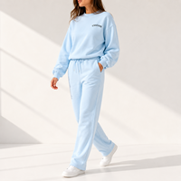 Ensemble de survêtement en coton brodé pour femme, col rond décontracté, pantalon de survêtement à jambe droite, deux pièces, collection automne