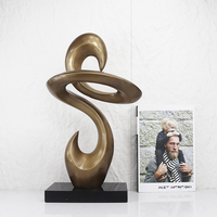 Sculpture d'art abstraite en résine dorée et marbre, sculptée à la main, accessoire de bureau de luxe, décoration de table d'hôtel, directement de l'usine