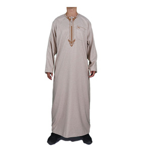 Vêtements islamiques à manches longues pour hommes, thobe en coton pour adultes Pary avec pantalon - Product Image 5