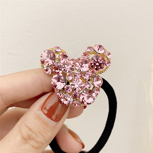 Strass di lusso coreano orecchie da topo coda di cavallo cravatte per capelli da ragazza in lega di cristallo elastico per donna accessori per capelli alla moda - Product Image 5
