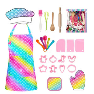 Set Gioco di Ruolo per Bambini: Grembiule da <span class=keywords><strong>Cucina</strong></span>, Set da Pasticceria, Giocattoli per Giocare a Fare il Chef, Costume da Chef per Bambini con Cappello Abbinato - Product Image 1