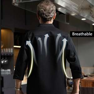 ชุดเครื่องแบบพ่อครัวป้องกันรอยเปื้อนเครื่องแบบห้องครัวแห้งเร็วสำหรับโรงแรมร้านอาหารดีไซน์แบบ unisex พร้อมช่องระบายความร้อนด้านหลัง - Product Image 2