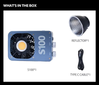 ZSYB S100 Projecteur LED COB portable en alliage d'aluminium, haute CRI 100W, température de couleur réglable 2700K-6500K, dimmable