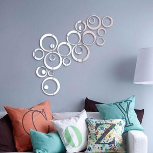 24 pegatinas de pared 3D con diseño de círculos de espejo para decoración de TV, dormitorio, puerta, congelador, pegatinas removibles de acrílico, decoración de pared. - Product Image 1