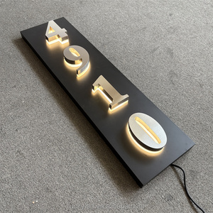 Signe de chiffres et de <span class=keywords><strong>lettres</strong></span> en acier inoxydable 3D Lumière lumineuse <span class=keywords><strong>Plaque</strong></span> de numéros de maison en métal rétroéclairé Numéros de maison à LED éclairés - Product Image 2