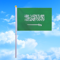 Offre Spéciale nouveau Polyester drapeaux Promotion en gros 14*21cm Double face Souvenir cadeau personnalisé divers pays main drapeaux saoudien