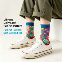 Chaussettes en coton à motif dessin animé pour femmes, vente en gros, 7 designs de personnages, étiquette personnalisée pour cadeau de fête ou usage quotidien