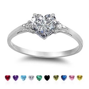 Anello T0013 con Moissanite a Forma di Cuore in Argento 925 con Montatura a Griffe per Fidanzamento da Donna - Product Image 3