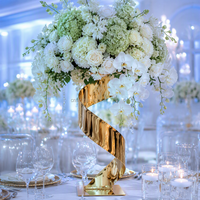 Support à fleurs en métal doré en spirale, décoration de table pour mariage, fête et banquet