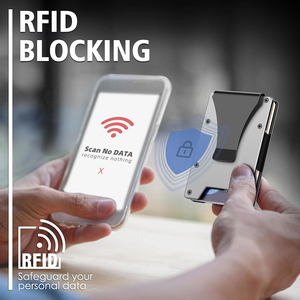 Front Pocket <b>Wallet</b> for Men <b>RFID</b> Blocking Aluminum Card Holder with Cash Clip - Product Image 4