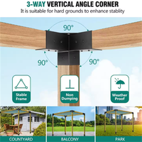 Support triangulaire simple face en acier inoxydable industriel 4x4, épaisseur 2mm, thermolaqué pour poutres en bois traitées thermiquement, gazebo DIY