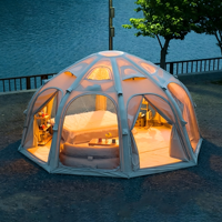 Tente de camping sphérique gonflable en coton imperméable, toute saison, portable, confortable, dôme surdimensionné, ouverture automatique rapide, 5m, 17,67m2