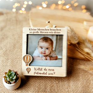 Cadre de demande en mariage pour parrains - Cadre photo en bois personnalisé avec texte sur mesure - Cadeau unique pour bébé - Product Image 1