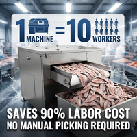 La machine à fileter les poissons à découpe inclinée à décharge inférieure est utilisée dans les usines pour couper les fruits de mer, le bœuf, le mouton et le porc