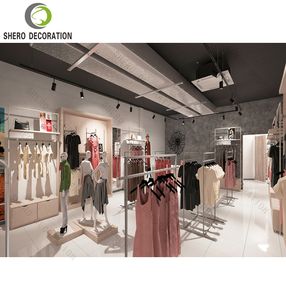 Decoración Interior de Tienda de Ropa Femenina de Alta Gama, Accesorios Modernos para Tienda de Ropa Femenina con Vitrina de Madera para Exhibición de Prendas - Product Image 5