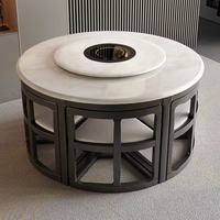 Table à manger simple et élégante pour petit appartement, mobilier de luxe, table ronde pliante en bois massif