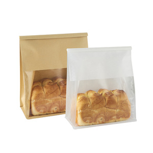 Lingjie bánh mì nướng và bánh mì đáy phẳng giấy đóng gói túi với cửa sổ rõ ràng bông túi giấy với dây cuộn niêm phong - Product Image 1