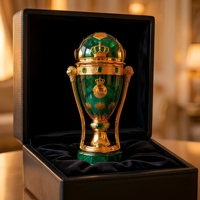 Trophée de football sur mesure en or 24 carats vert émeraude avec poignée en forme de lion couronné : Récompense de luxe personnalisée pour la Ligue des Champions