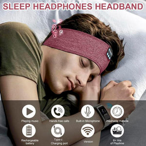 Casque de sommeil doux Bandeau sans fil Haut-parleurs stéréo HD ultra-minces intégré<span class=keywords><strong>s</strong></span> <span class=keywords><strong>pour</strong></span> le sommeil latéral, le yoga, le fitness, la relaxation (rouge) - Product Image 2