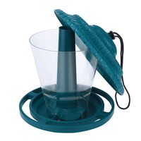 Mangeoire pour oiseaux sauvages en plastique PP, suspendue, alimentation automatique, diamètre 19 cm x hauteur 17,5 cm avec toit pour jardin extérieur