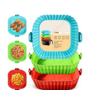 Olla de silicona cuadrada para freidora de aire al por mayor, apta para uso alimentario, resistente al calor, fácil de limpiar, revestimiento antiadherente para cestas de freidoras, accesorios. - Product Image 1