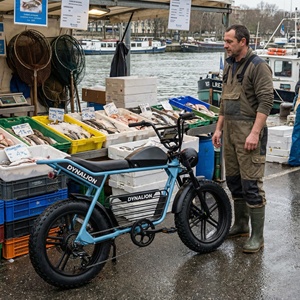 Vélo électrique moderne et masculin pour <span class=keywords><strong>homme</strong></span>, idéal pour la ville, avec longue banquette, style rétro vintage, pour les balades au marché de la pêche en bord de rivière - Product Image 6
