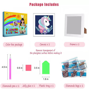 <span class=keywords><strong>Peinture</strong></span> de diamant <span class=keywords><strong>par</strong></span> numéros à motif dessin animé pour enfants 18x23cm, Kits de décoration de maison, avec <span class=keywords><strong>cerf</strong></span>, licorne, hibou, cristal - Product Image 6