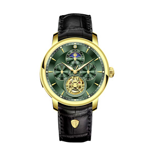 Montre automatique de luxe pour homme avec cadran multifonction personnalisé OEM, bracelet en cuir, mouvement Hangzhou - Product Image 2