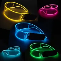 Kacamata LED Nirkabel Bercahaya untuk Pesta Topeng Klub Malam, Kacamata Bercahaya untuk Konser DJ, Alat Peraga Tari Robot Futuristik