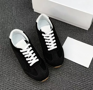 Classic suede leather black and white striped <b>soft</b>-soled casual versatile business-casual couple's <b>shoes</b> from Dechen - Product Image 2