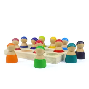 Hoogwaardige Ouder-Kinderen Interactieve Speelgoed Regenboog Figuren Ambachtelijke Kleur Cognitie Peg Houten Kleurrijke Pop Speelgoed Met Doos